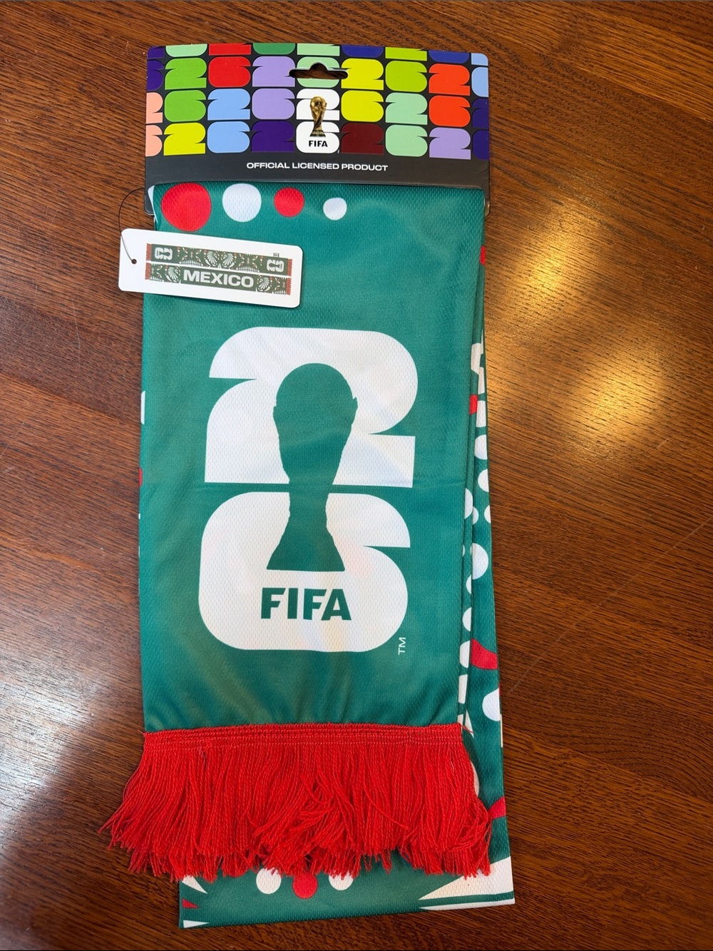 2026 FIFA World Cup Soccer Mexico Green & Red Scarf - Official Licensed Product
